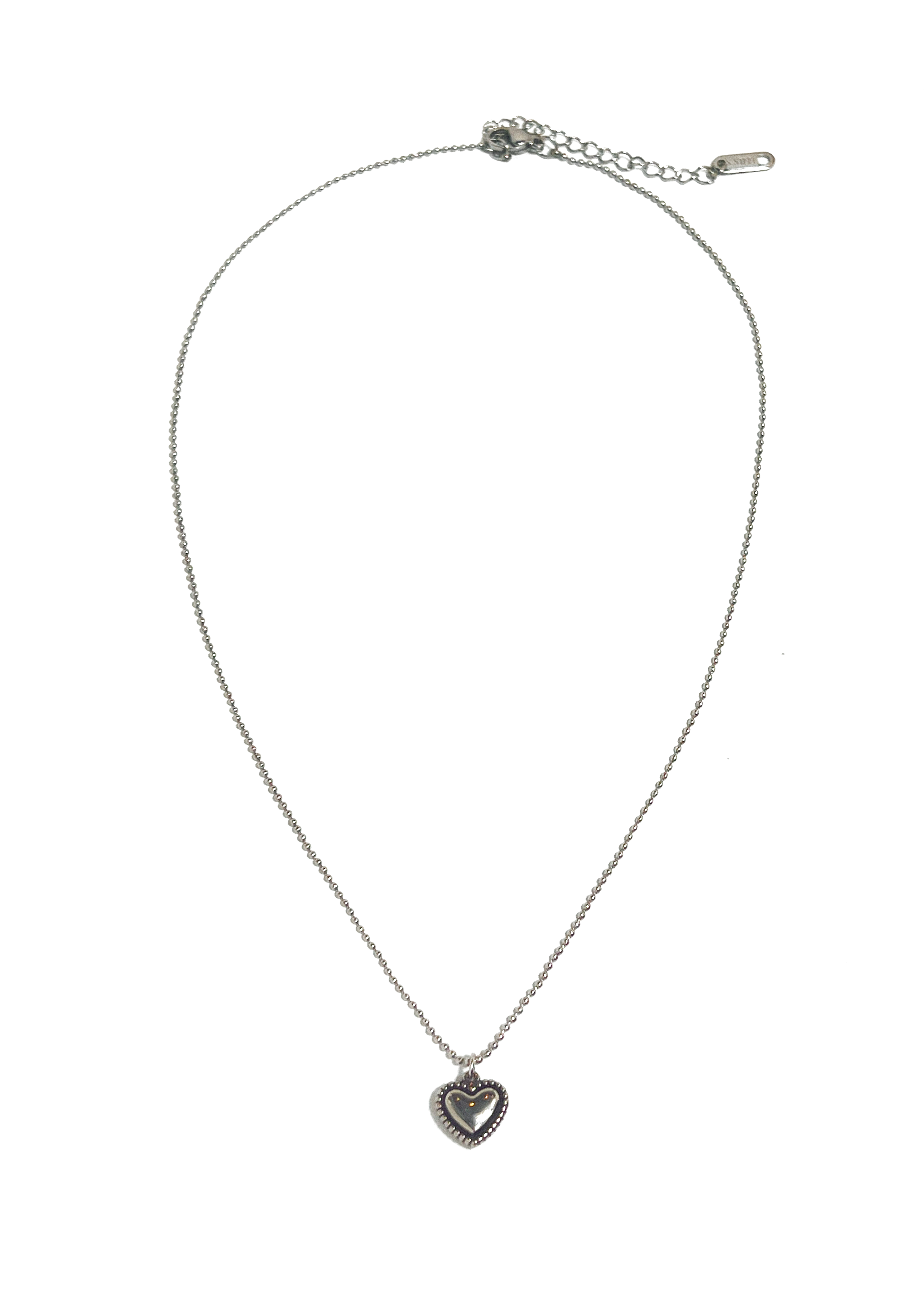 Vintage Chrome Heart Pendant Necklace in Sliver｜復古心形吊
